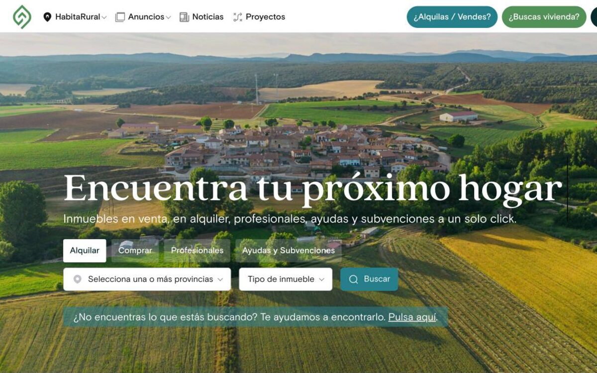 Portada de HabitaRural con su buscador de inmuebles